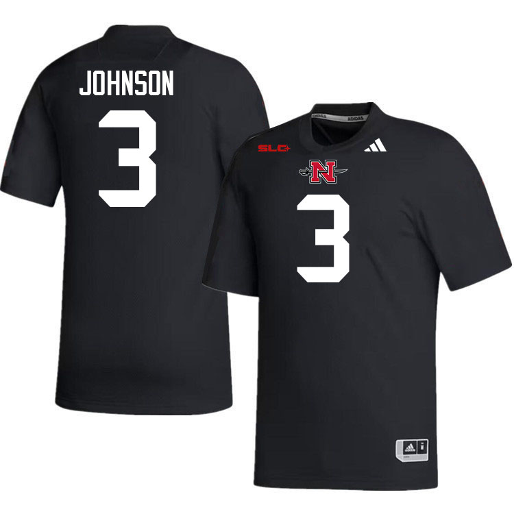Nicholls Colonels #3 Karaaz Johnson College Football Jerseys,Uniforms Stitched-Black